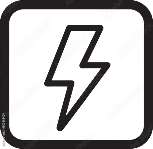 An icon featuring a striking electric bolt within a minimalist frame, representing power and energy.