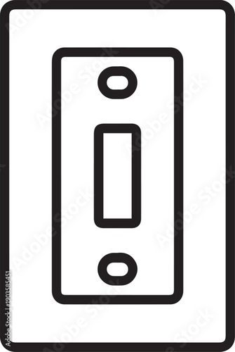 A minimalist illustration of a light switch, elegantly rendered in black and white, highlighting the simplicity and essential function of controlling illumination.