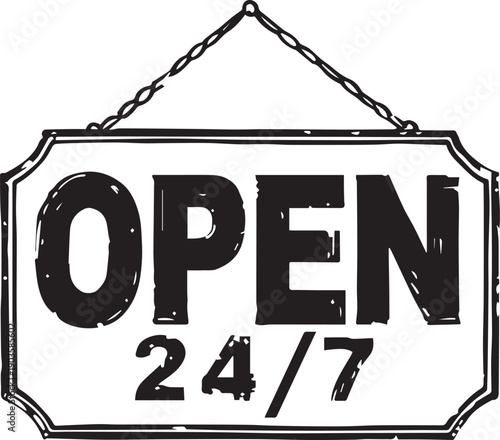 A classic Open 24/7 sign.
