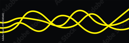 Color Line Waves Abstract Pattern. Vector Curve Simple Wavy Lines with Gradient. Dynamic Shapes Flow on Black Background. Modern Illustration of Water and Music