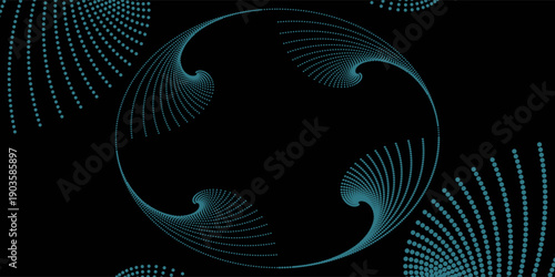 3D blue techno background. Big data visualization on dark space with dotted lines shape effect decoration. Modern graphic design element dots circle style concept for flyer, card, or brochure cover