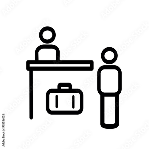 Hotel reception icon. Vector graphic, not Artificial Intelligence, logo illustration. Replaceable vector design.