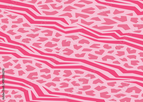 Hybrid pink animal skin pattern design. Animal print vector illustration background. Wildlife fur skin design illustration for web, home decor, fashion, surface, graphic design