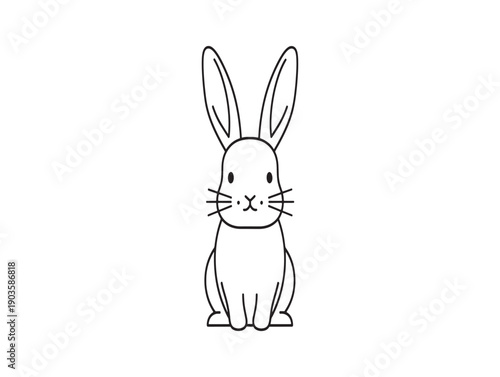 A cute cartoon rabbit with long ears and whiskers standing on its hind legs