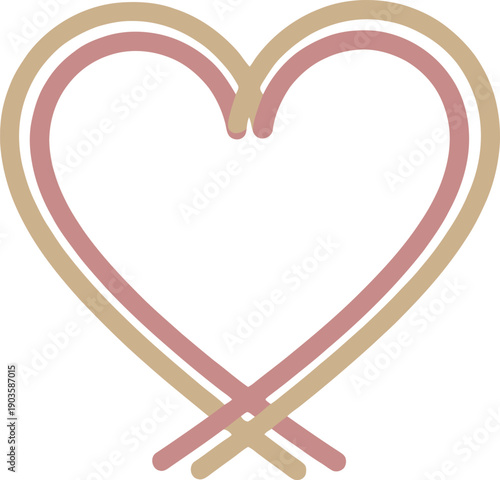 Double line intertwined heart shape in pastel colors for wedding and romance