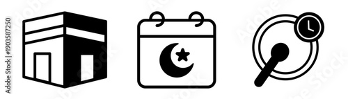 Ramadhan Icon Set Islamic Decorative Vector	