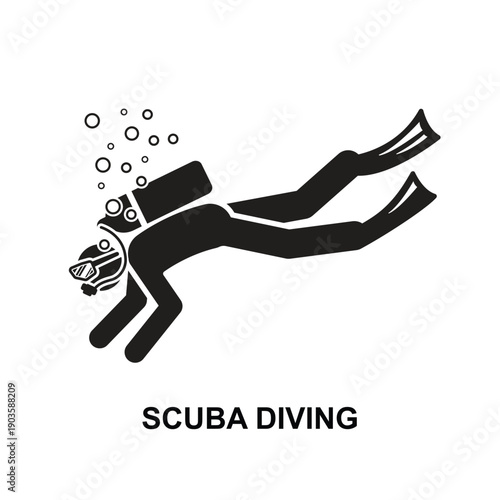 Diver icon. Scuba diving isolated on background vector illustration. Non AI Generate.
