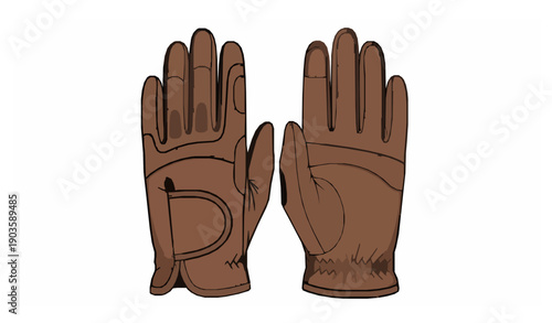 Equestrian riding gloves sketch outline garment technical vector illustration