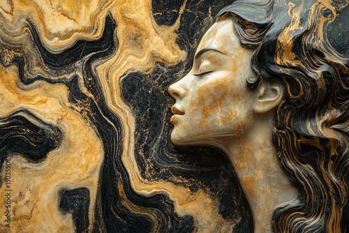 A detailed marble relief of classical sculptures made generative AI technology