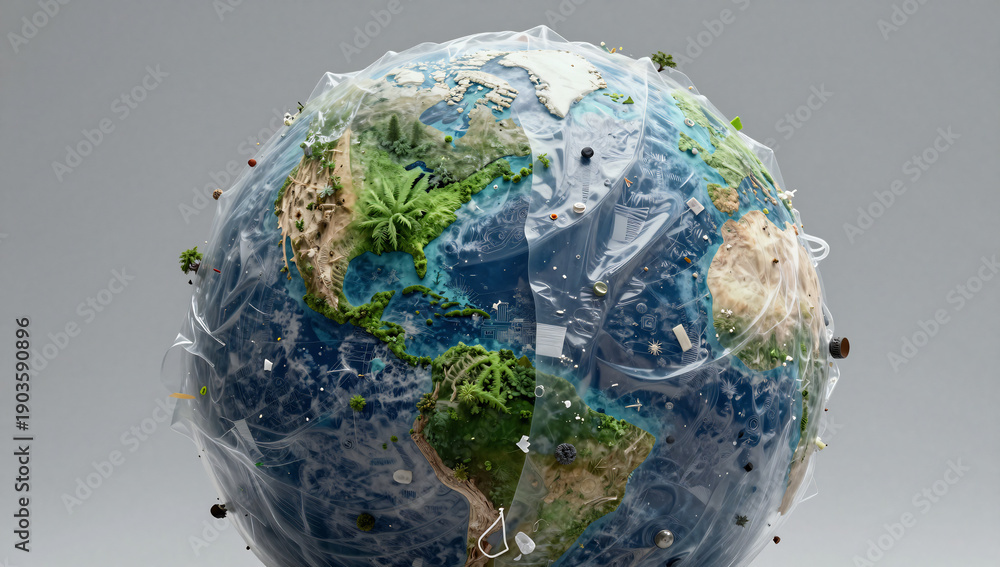 Fototapeta premium Planet vs Plastics Abstract Campaign Banner 2026 Concept