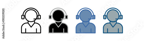 
help service icon set multiple style collection with service operator design