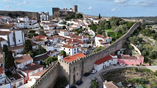 Obidos Skyline In Obidos Leiria Portugal. Medieval Building In A Bustling City Viewed From Above. Infrastructure Landscape Company Building Stunning. Infrastructure Urban. Obidos Leiria.