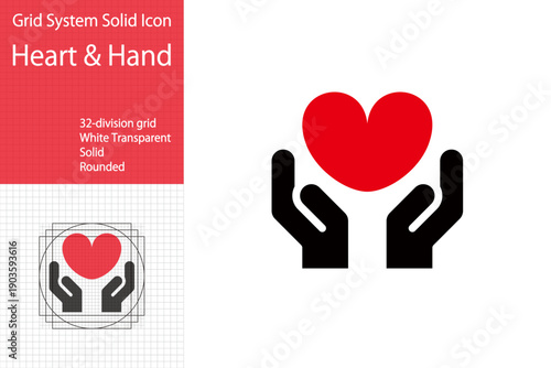 Heart and hand symbol for charity and Valentine's Day designs