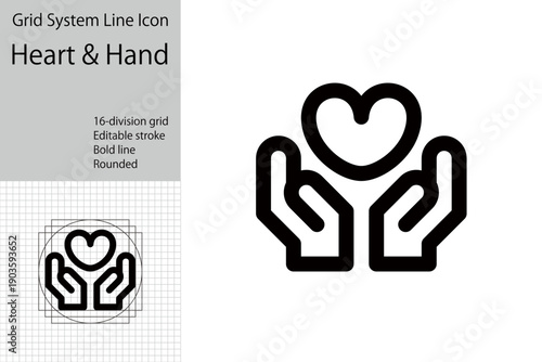 Heart and hand symbol for charity and Valentine's Day designs