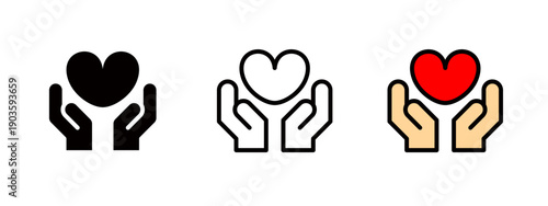 Heart and hand symbol for charity and Valentine's Day designs