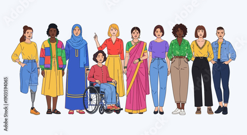 Diverse group of people standing together in unity and solidarity.