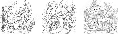 Hand drawn mushroom vector illustration.