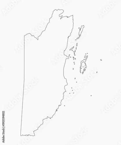 Vector outline map of Belize, line border country
