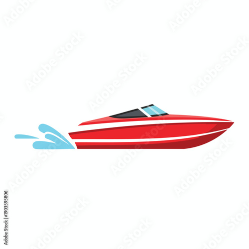 Red Speedboat on Water