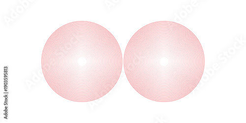 Pain red circles. Pain localization sign and pain pointings. Red rings. Sonar waves. Set of radar icons. Symbols for medical design. Vector illustration.