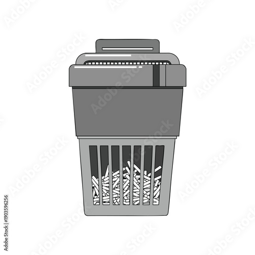 Gray Shredder Machine with Crushed Paper