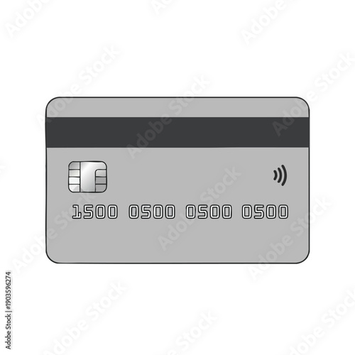 Gray Credit Card with Chip and Contactless Payment Symbol