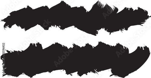Grunge Paint stripe . Vector brush Stroke . Distressed banner . Black isolated paintbrush collection . Modern Textured shape . Dry border in Black . Vector streak. Hand drawn underline, highlighter.