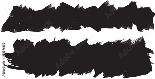 Grunge Paint stripe . Vector brush Stroke . Distressed banner . Black isolated paintbrush collection . Modern Textured shape . Dry border in Black . Vector streak. Hand drawn underline, highlighter.