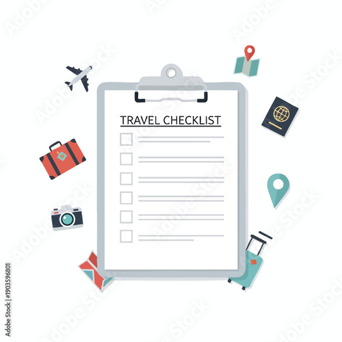 Travel Preparation Checklist with Travel Essentials