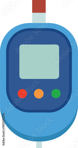 Digital Glucometer Blood Sugar Testing Device Illustration