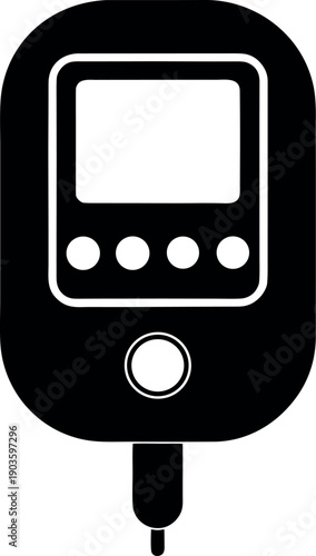 Digital Glucometer Blood Sugar Testing Device Silhouette Illustration