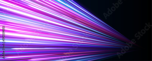 Blue and pink neon streaks twist dynamically along dark city roads. Motion blur conveys acceleration and futuristic high-speed energy. Perfect PNG for cyber and tech visuals.
