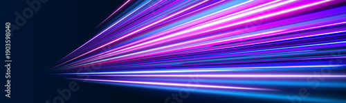 Violet and cyan neon streaks flow dynamically along curved digital highways. Motion blur enhances depth and conveys high-speed futuristic energy. Perfect PNG for sci-fi or tech visuals.