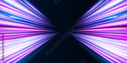 Violet and cyan neon streaks flow dynamically along dark digital roads. Motion blur and glowing highlights convey high-speed futuristic energy. Perfect PNG for sci-fi or tech visuals.