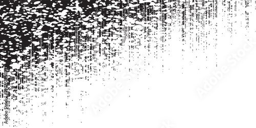 vertical binary halftone background with monochrome, futuristic glitch distortion.