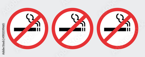 No Smoking and No Vaping Icon Set, Vector Illustration of Prohibition Symbols