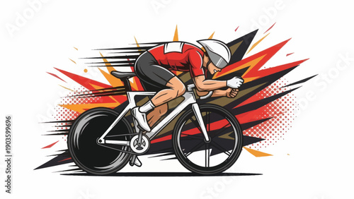 Cyclist in action dynamic vector illustration of sport and speed