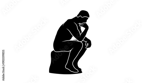 Minimal Thinker silhouette icon vector for philosophy concepts