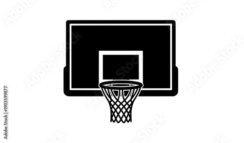 Basketball hoop and net black silhouette vector illustration