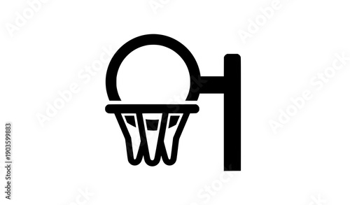 Minimal basketball hoop silhouette icon vector on white