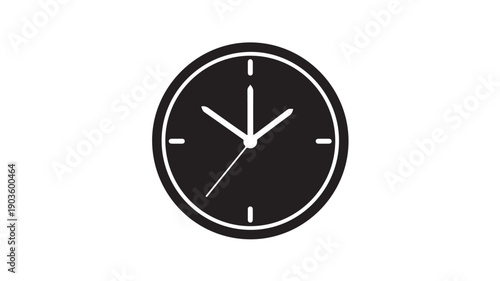 Black Clock on White Background
