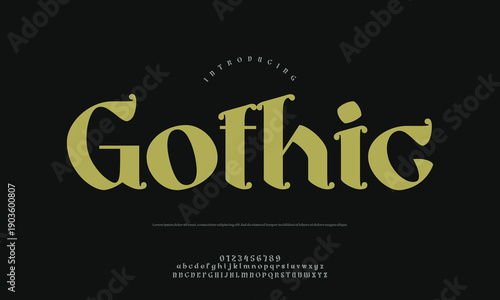 Elegant Gothic Blackletter Font Style Vector Illustration for Historical Themes, Mystical Branding, and Decorative Designs
