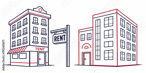 Two modern buildings with a street sign in between them.