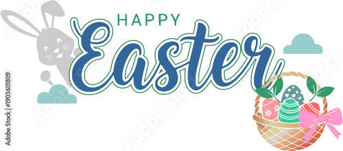 happy easter card with eggs