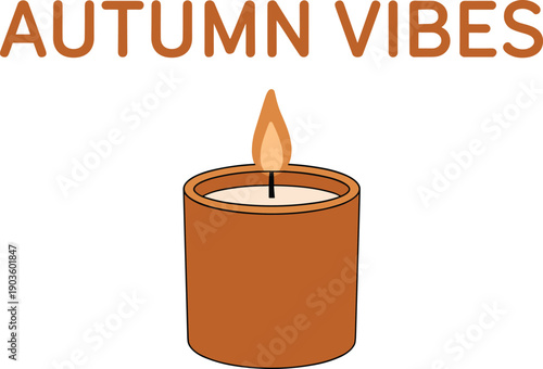 autumn, vibes, candle, fall, minimal, illustration, typography, cozy, seasonal, warm, design, decoration, aesthetic, vector, background, hygge, mood, poster, simple, modern