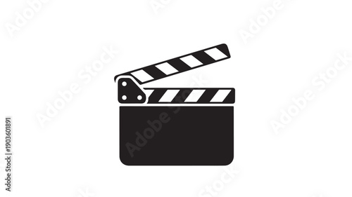 Black Movie Clapper Board on White Background