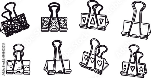 Binder clips with different patterns and designs for organizing papers and documents  office supplies