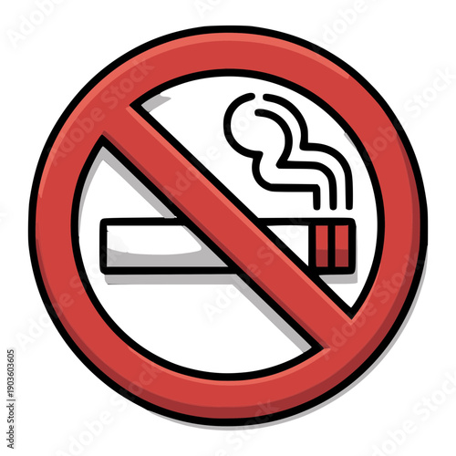 No Smoking Sign: A bold red no smoking sign, a universal symbol of health and responsibility, featuring a crossed-out cigarette, a call for smoke-free zones.