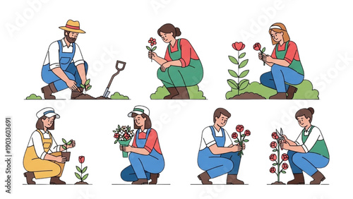 People gardening together outdoors in a collaborative effort cultivating plants and flowers