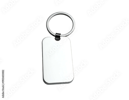 Polished metal rectangle charm on a silver split ring